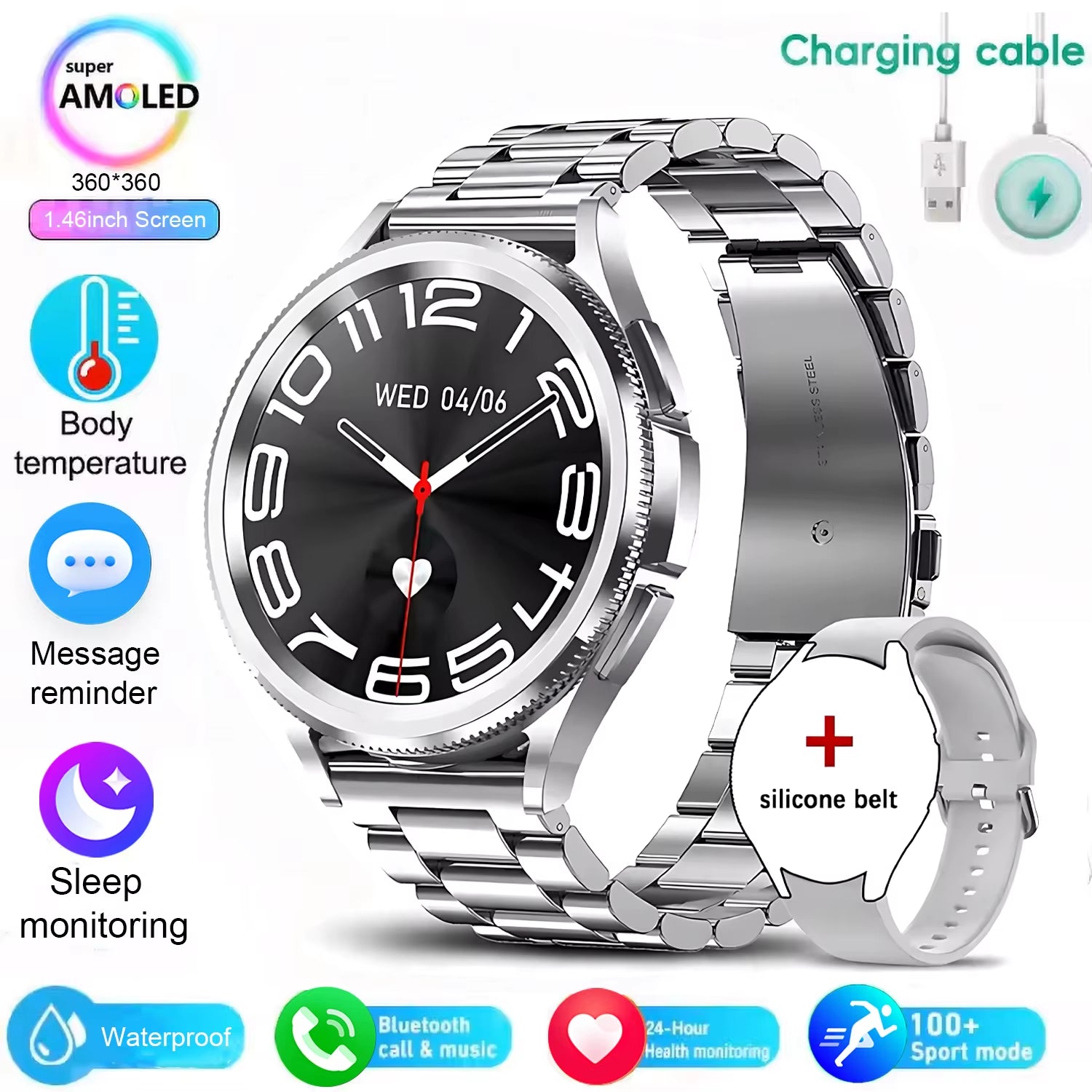 Classic Smart Watch Women Men Sports Fitness Health Waterproof Bluetooth Call Smartwatch