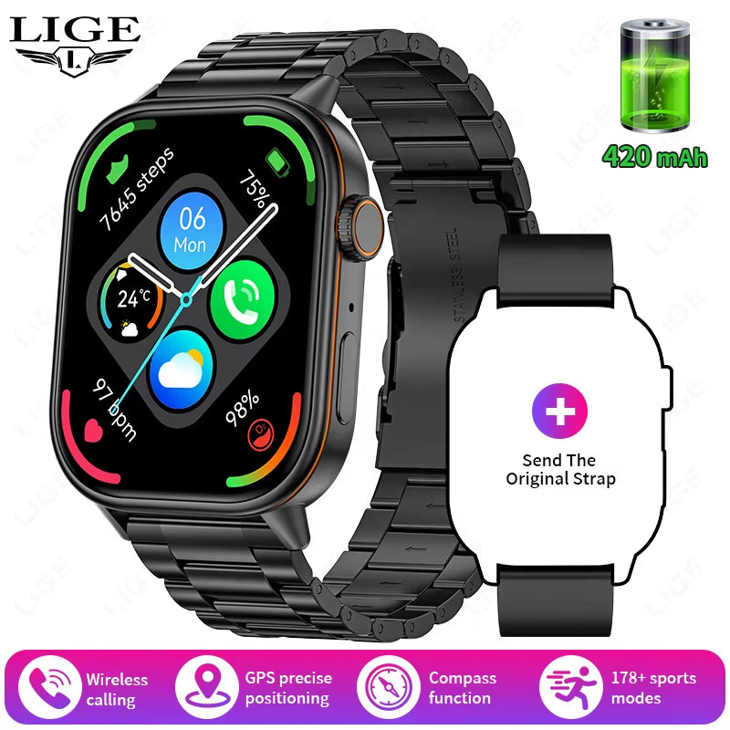 GPS Smart Watch with Compass – Bluetooth Calls & IP68 Waterproof