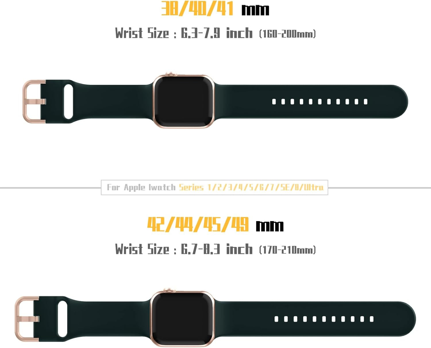 Pulseira esportiva compatível com pulseiras Apple Watch 49Mm 45Mm 44Mm 42Mm 41Mm 40Mm 38Mm, Series 9 Ultra SE 8 7 6 5 4 3 2 1 