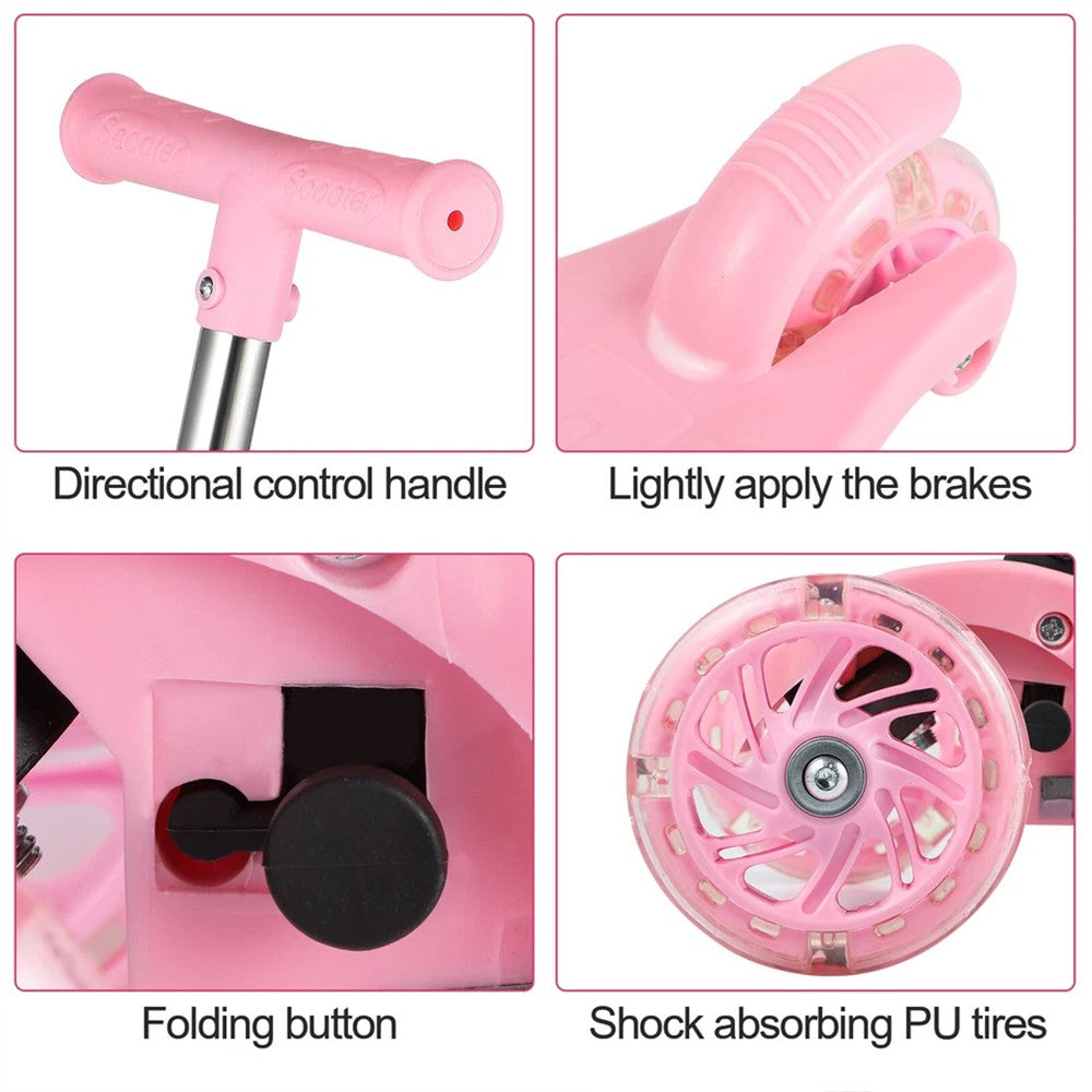 3 Wheels LED Flashing Tilt Lean Boys Girls Scooter