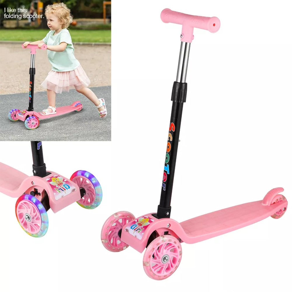 3 Wheels LED Flashing Tilt Lean Boys Girls Scooter