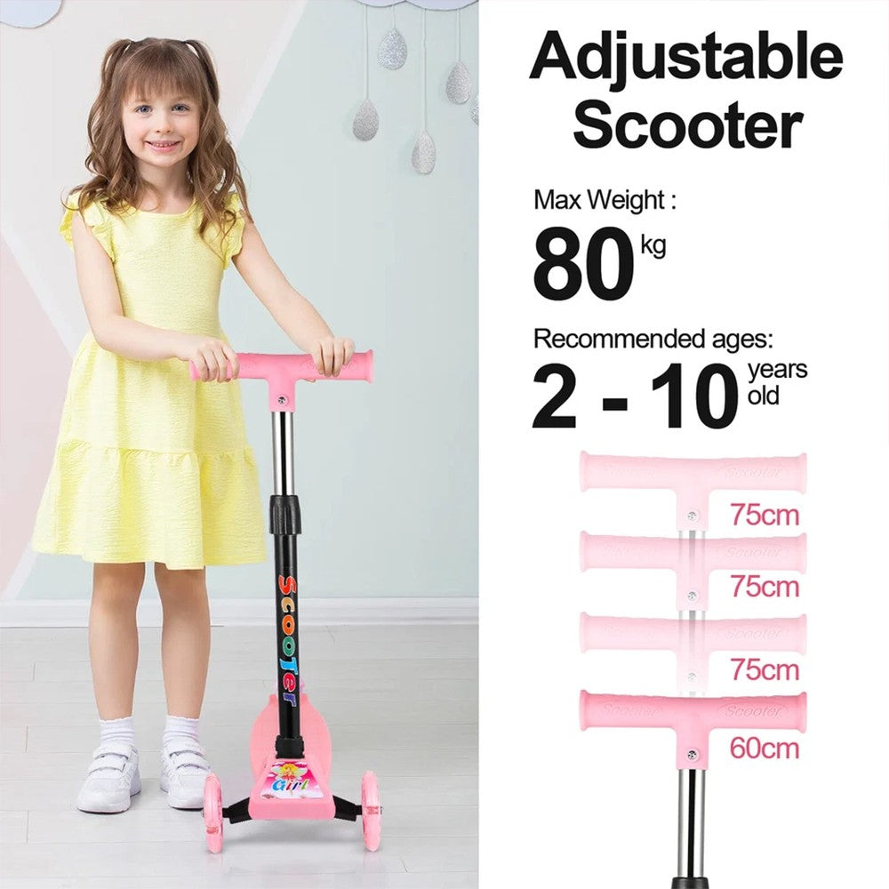 3 Wheels LED Flashing Tilt Lean Boys Girls Scooter