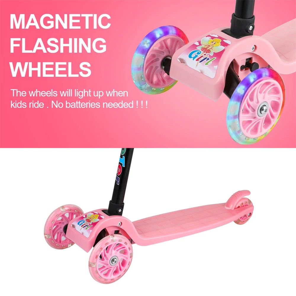 3 Wheels LED Flashing Tilt Lean Boys Girls Scooter