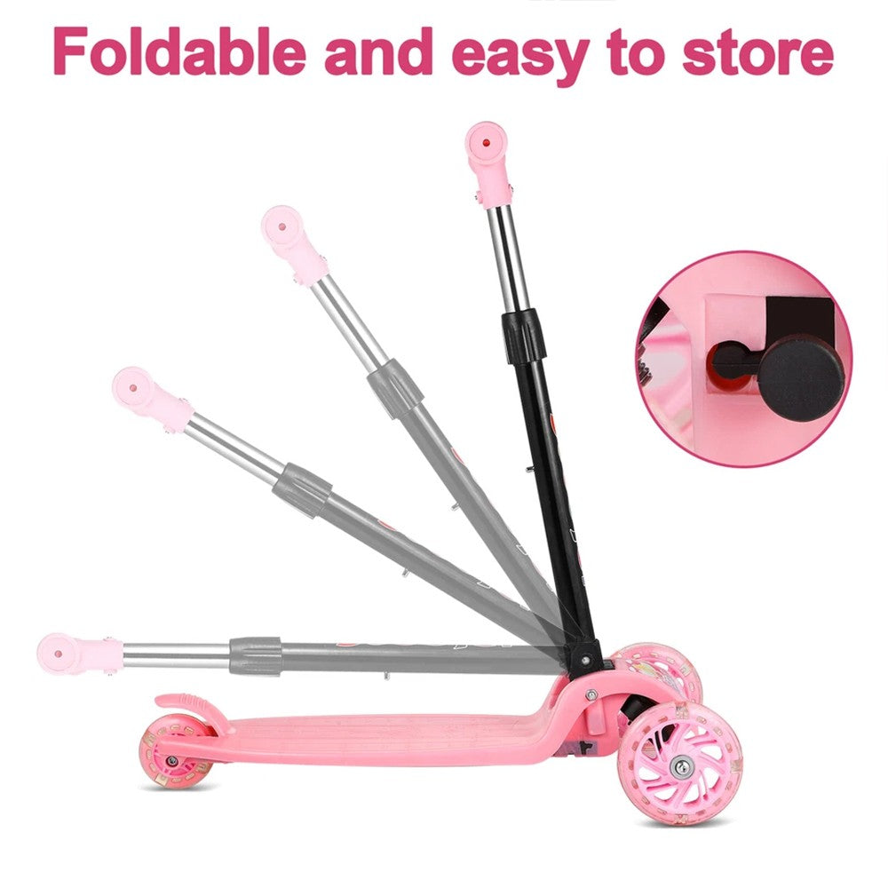 3 Wheels LED Flashing Tilt Lean Boys Girls Scooter