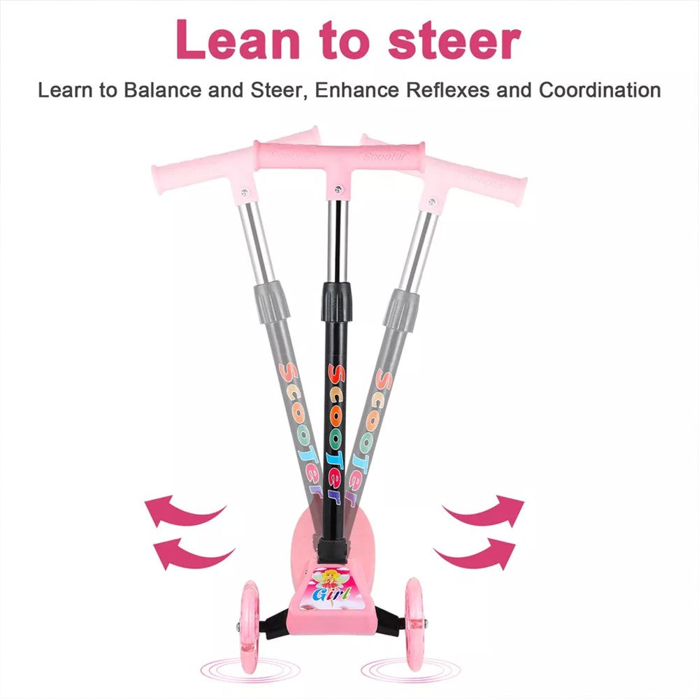 3 Wheels LED Flashing Tilt Lean Boys Girls Scooter