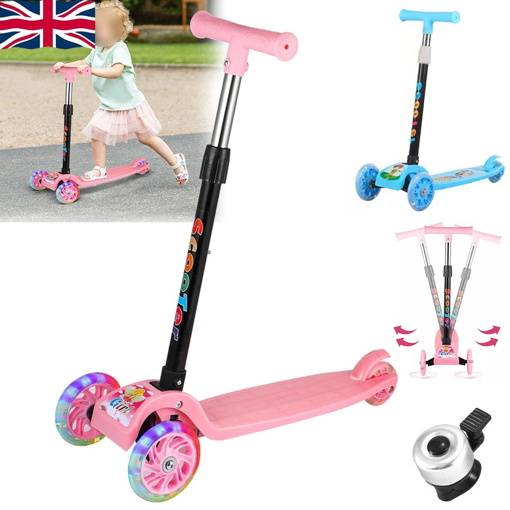 3 Wheels LED Flashing Tilt Lean Boys Girls Scooter