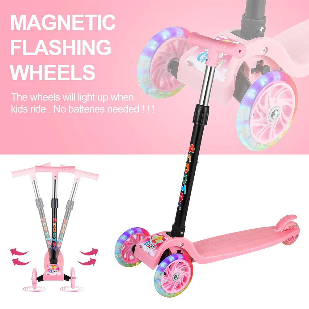 3 Wheels LED Flashing Tilt Lean Boys Girls Scooter